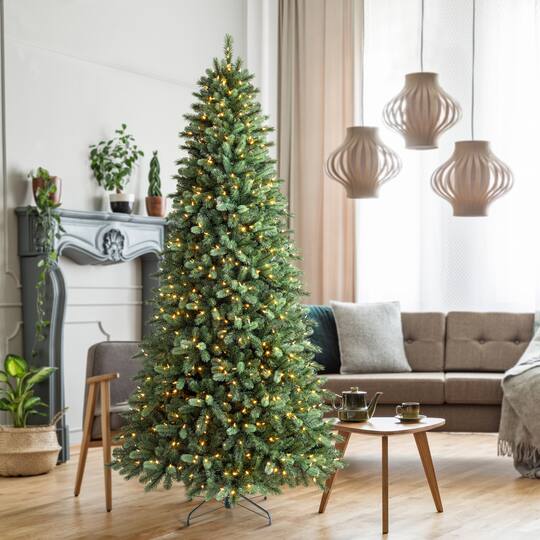 9ft. Pre-Lit Rothwell Fir Realistic Artificial Christmas Tree, Warm White LED Lights by Ashland®